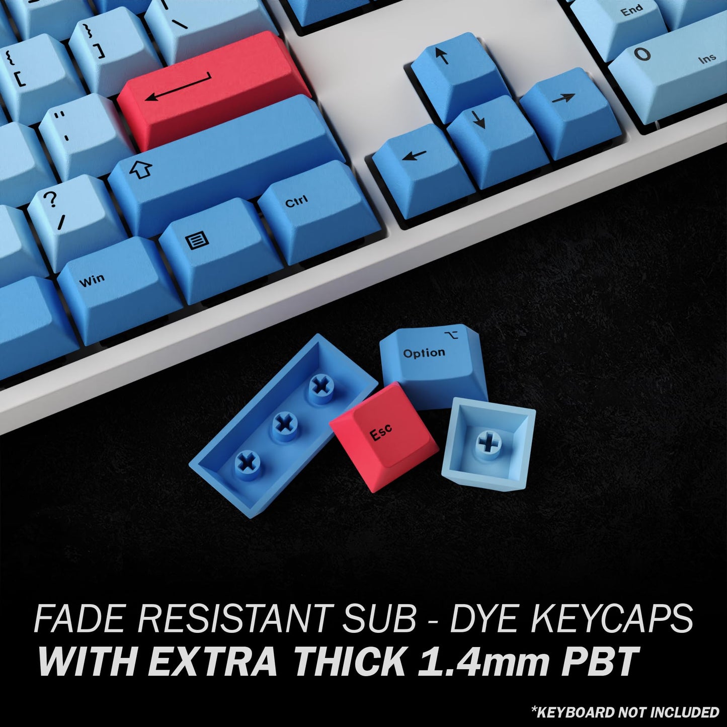 HK GAMING Dye Sublimation PBT Keycap Set - 139 Keys, Cherry Profile, ANSI US Layout, Marlins Color, Compatible with Cherry MX & Gateron