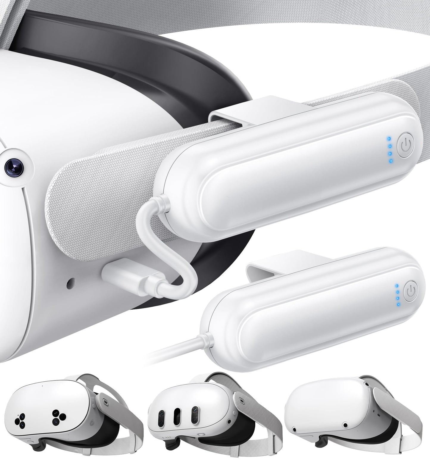 YUANHOT 2 Pack 20000mWh Battery Pack for Meta Quest 3S/3/2, 18W Fast Charger, Lightweight, White, Model MQ3-6W