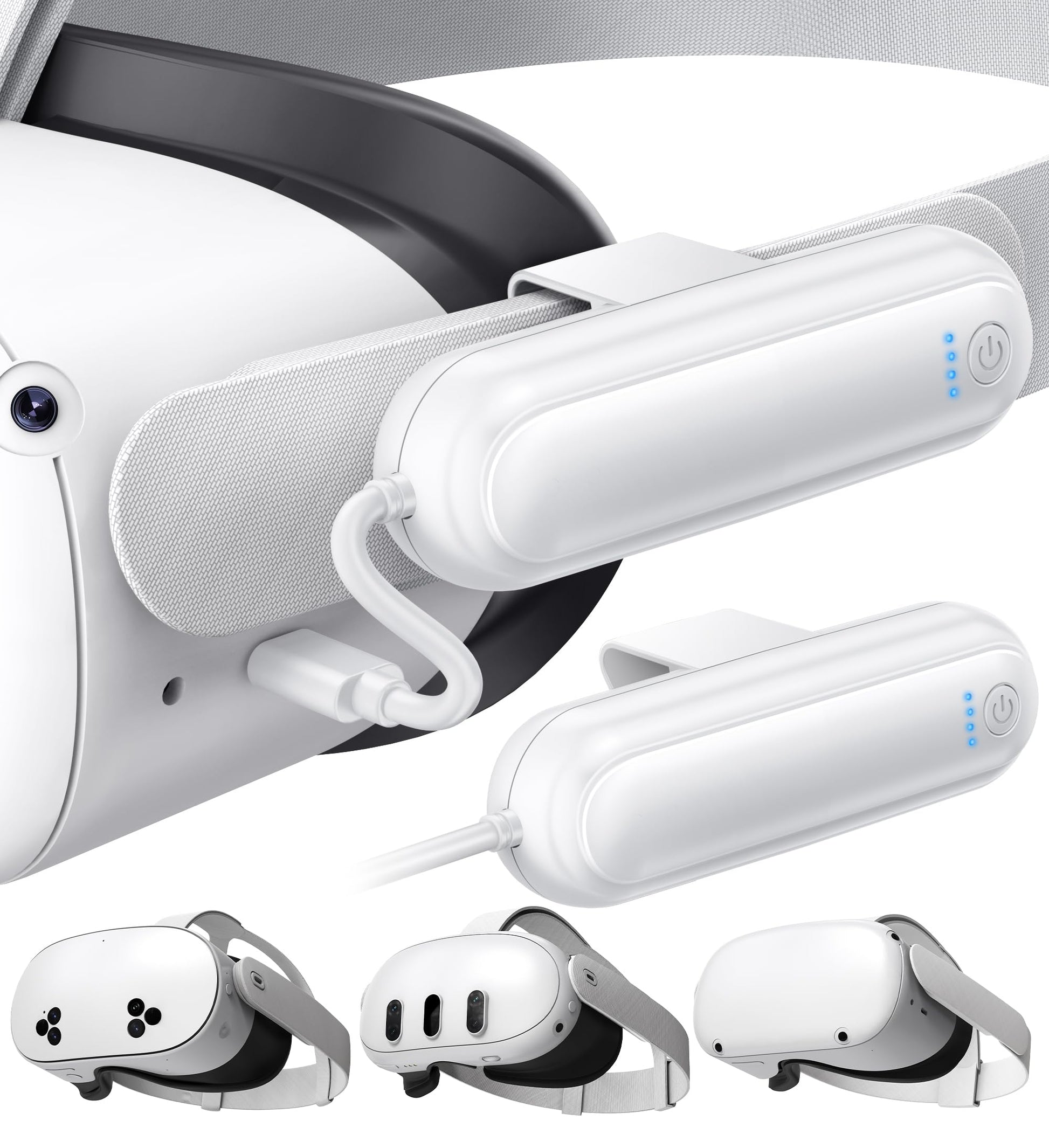 YUANHOT 2 Pack 20000mWh Battery Pack for Meta Quest 3S/3/2, 18W Fast Charger, Lightweight, White, Model MQ3-6W