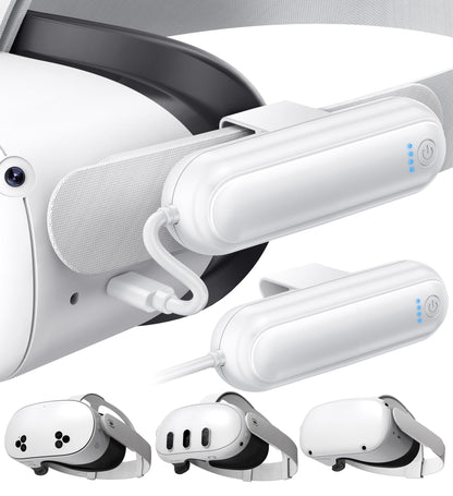 YUANHOT 2 Pack 20000mWh Battery Pack for Meta Quest 3S/3/2, 18W Fast Charger, Lightweight, White, Model MQ3-6W