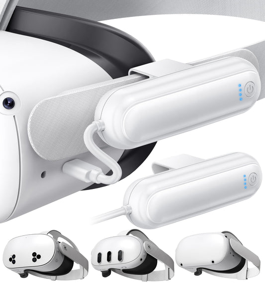 YUANHOT 2 Pack 20000mWh Battery Pack for Meta Quest 3S/3/2, 18W Fast Charger, Lightweight, White, Model MQ3-6W