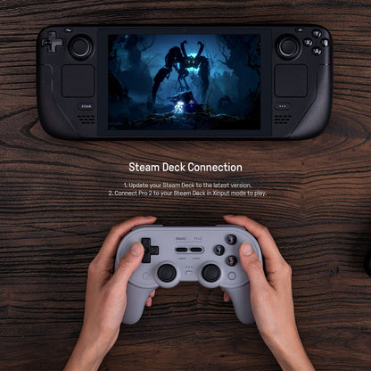 8BitDo Pro 2 Bluetooth Controller for Switch, PC, Android, Steam Deck - Black Edition, ALPS Joystick, Model: 6922621501701