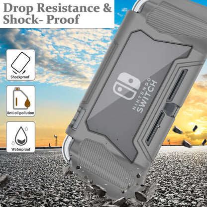 Kailfee Protective Case for Nintendo Switch Lite - TPU Shock-Absorption, Anti-Scratch, Gray with Built-in Screen Protector & Thumb Grip Caps