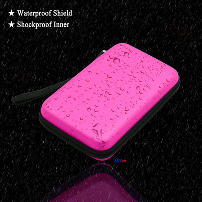 ADVcer 3DS Case - EVA Waterproof Hard Shield with Detachable Wrist Strap - Compatible with Nintendo 3DS/DS - Fuchsia