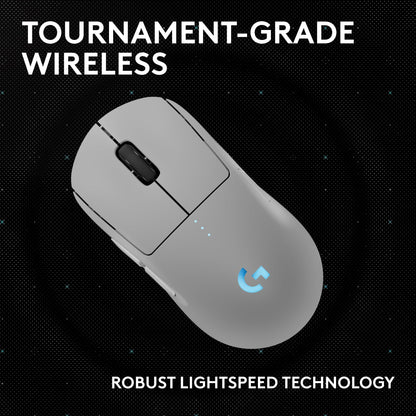 Logitech G PRO 2 Wireless Gaming Mouse - 44K DPI, USB-C, Customizable Side Buttons, White, Right/Left-Handed, Model 910-007290