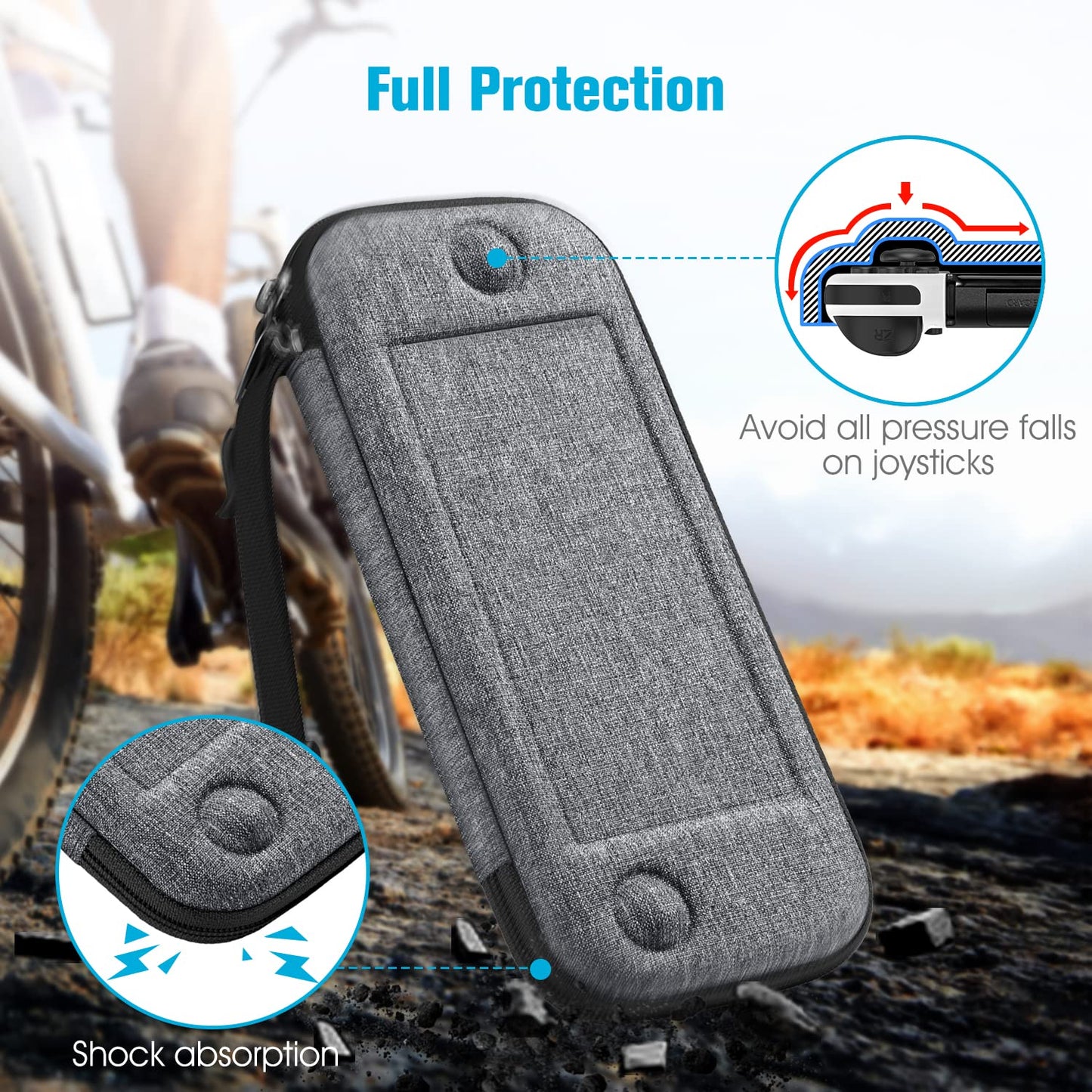 Fintie Slim Carrying Case for Nintendo Switch OLED/Switch 2017 - Shockproof Travel Bag with 10 Game Cartridges, Gray