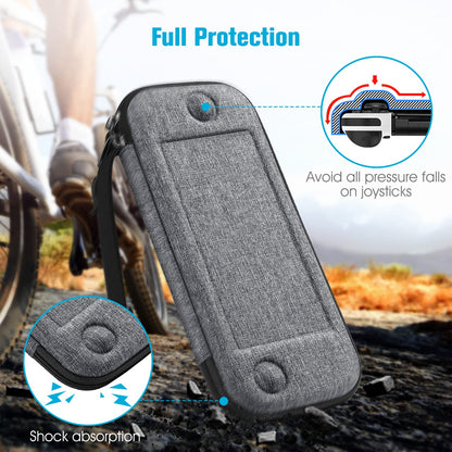 Fintie Slim Carrying Case for Nintendo Switch OLED/Switch 2017 - Shockproof Travel Bag with 10 Game Cartridges, Gray