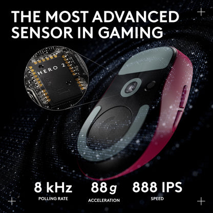 Logitech G PRO X Superlight 2 Wireless Gaming Mouse - 60g, 5 Buttons, 44k DPI, USB-C, Magenta, Model 910-007371