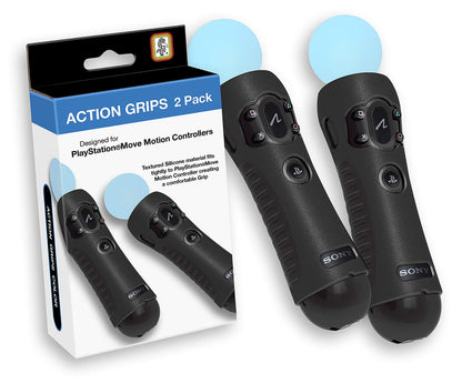 Game Traveler Officially Licensed PlayStation Move Action Grips - Textured Silicone, Black, Model M2