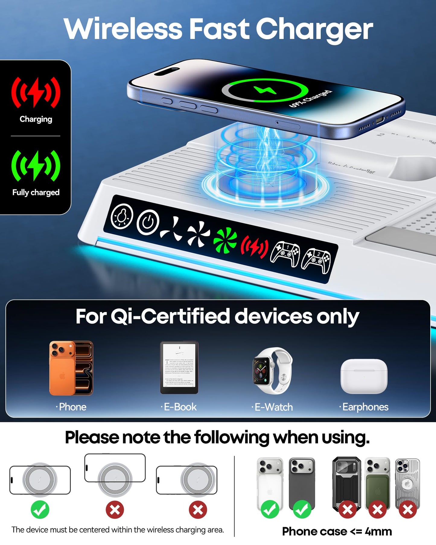 OIVO PS5 Cooling Station & Controller Charger, Vertical Stand for Disc & Digital Console, Black, Model P5442