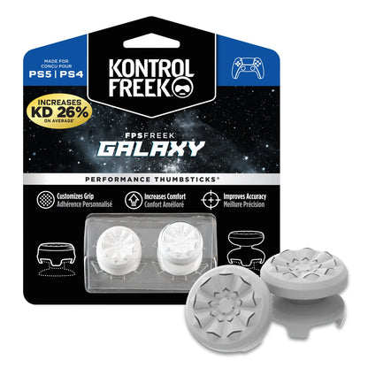 KontrolFreek FPS Freek Galaxy White Performance Thumbsticks for PS4/PS5 - 1 High-Rise, 1 Mid-Rise, Rubber, Model 2807-PS4 W