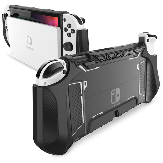 Mumba Dockable Case for Nintendo Switch OLED 2021  Blade Series TPU Grip Protective Cover Accessories Compatible with 7 Inch and Joy-Con Controller (Black)