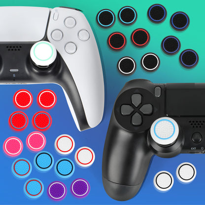 Gepicest PS5 & PS4 Controller Grips - 9.9mm High Rise Joystick Grips & 16 Thumb Caps, Mixed Colors, Size 2T-B2