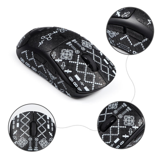 immoenuc Mouse Grip Tape for Logitech G Pro Wireless - Anti-Slip, Pre-Cut, Sweat-Resistant, Floral Printing Pattern