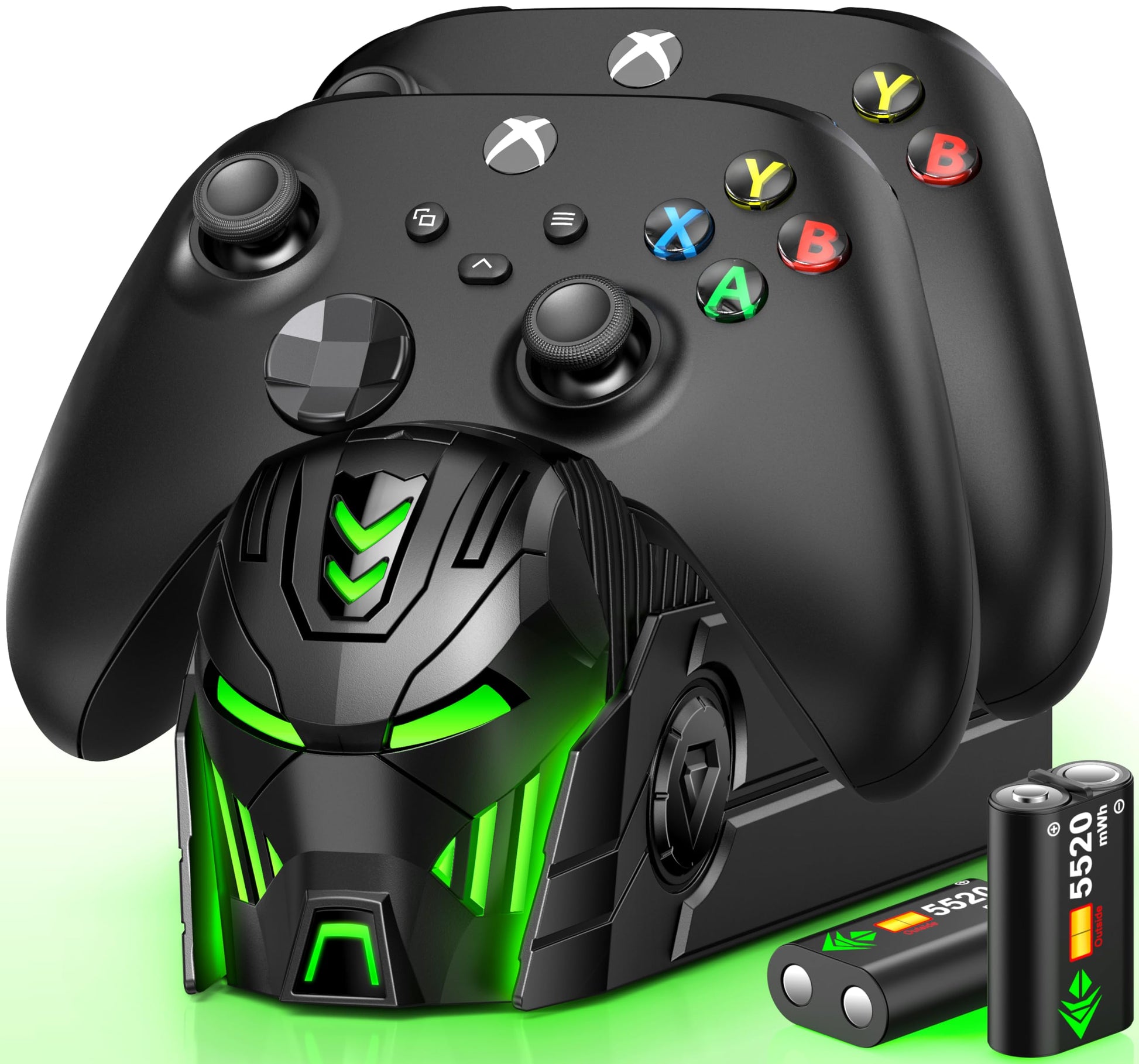 Xbox Controller Charger Station with 2x5520mWh Rechargeable Battery for Xbox One/Xbox Series X/S Controller Charging Dock for Xbox One Controller Battery Pack with 4 Covers-Xbox Accessories
