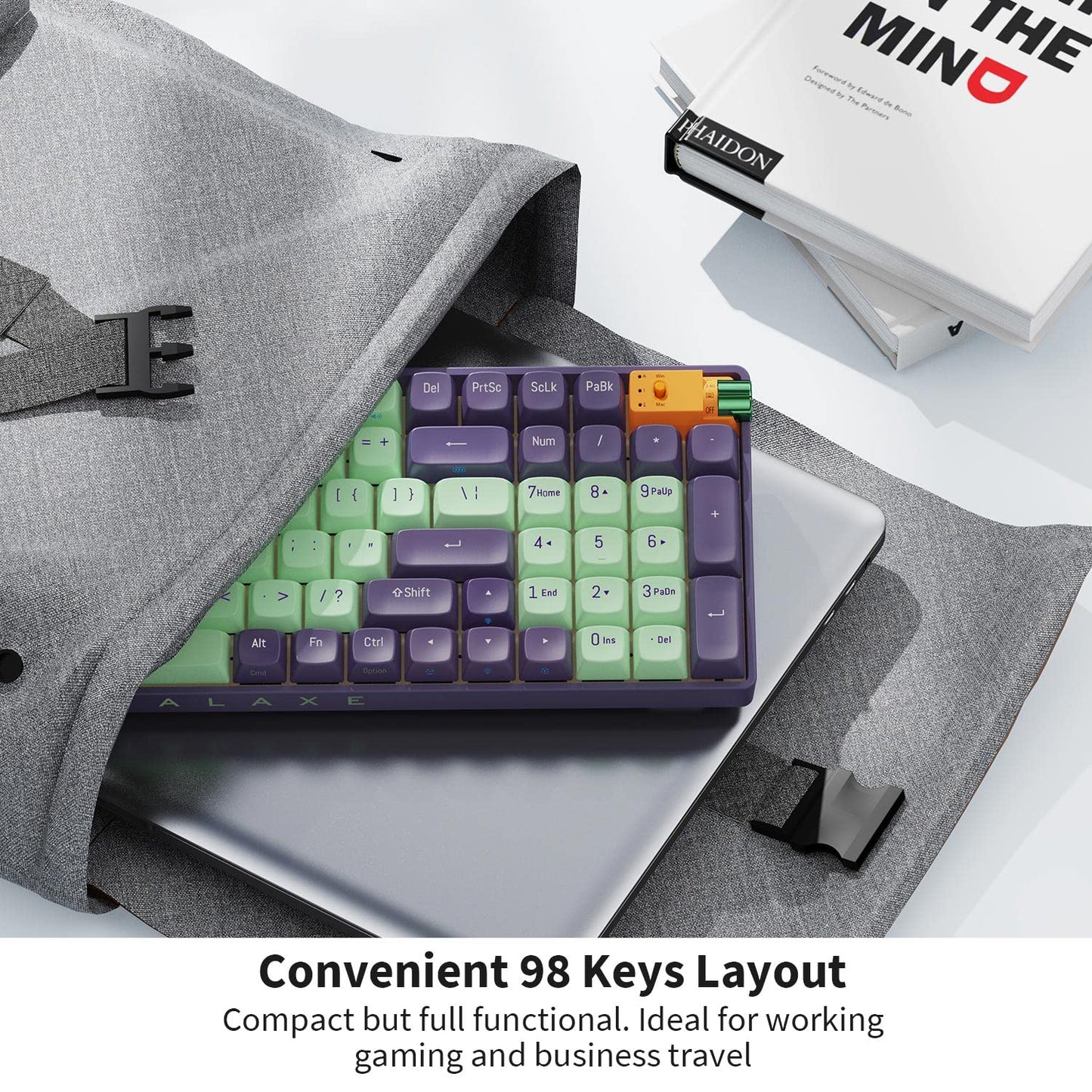 ROYALAXE R100 Wireless Mechanical Keyboard - G Pro 3.0 Yellow Switch, 98 Keys, RGB Light, Hot Swappable, Starry Cyan