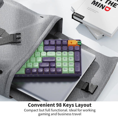 ROYALAXE R100 Wireless Mechanical Keyboard - G Pro 3.0 Yellow Switch, 98 Keys, RGB Light, Hot Swappable, Starry Cyan
