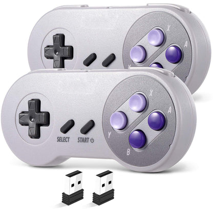 iNNEXT Wireless USB SNES Controller - Retro Gamepad for PC, MAC, Linux, Raspberry Pi - Rechargeable, Grey - Plug & Play, 2.4 GHz