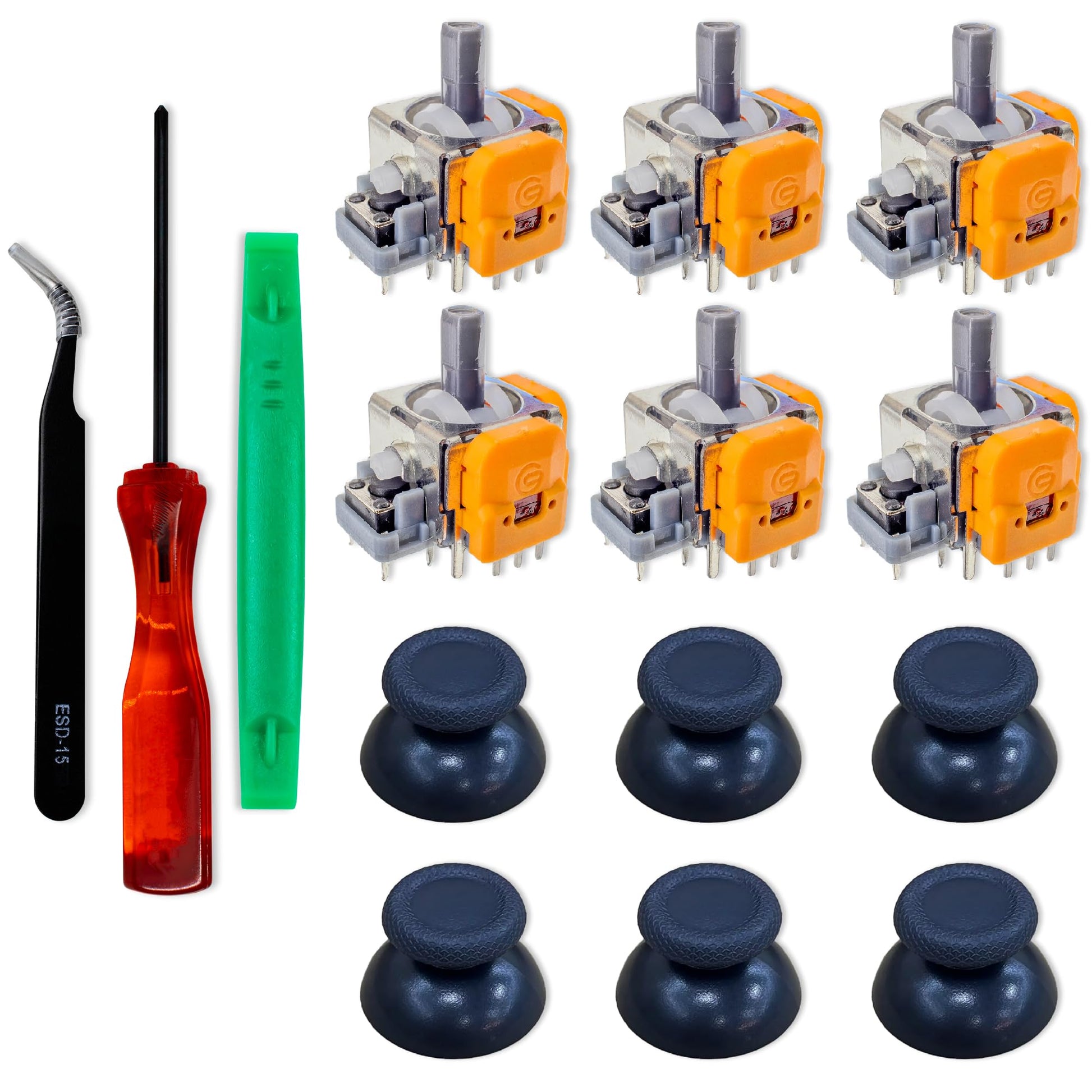 SOSS GAMING Hall Effect Joysticks UPGRADE Kit for Playstation 5 Dualsense Controllers - Fixes Stick Drift  Broken  and Loose Joysticks (6 Pack)