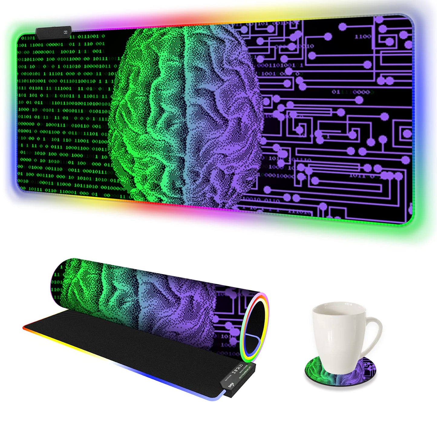 AIMSA Large RGB Gaming Mouse Pad 35.4 x 15.8 inch Non-Slip Rubber Base with 14 Lighting Modes - Technology Brain