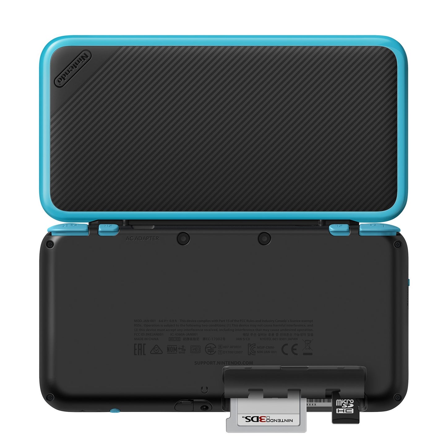 Nintendo 2DS XL - Black + Turquoise - Mario Kart 7 Pre-installed - Model JANSBADB