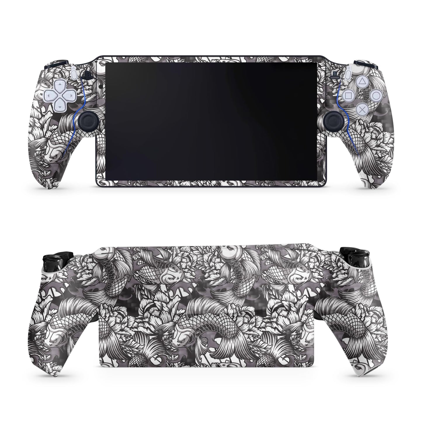 Carbon Fiber Gaming Skin Compatible with PS5 Portal Remote Player - Angry Koi - Premium 3M Vinyl Protective Wrap Decal Cover - Easy to Apply | Crafted in The USA by MightySkins