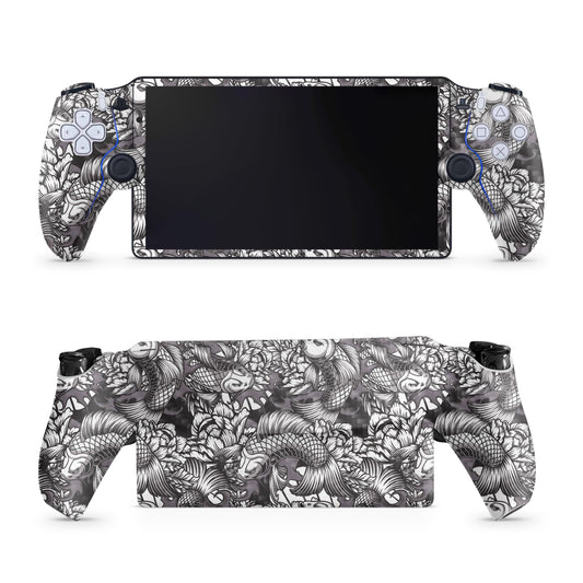 Carbon Fiber Gaming Skin Compatible with PS5 Portal Remote Player - Angry Koi - Premium 3M Vinyl Protective Wrap Decal Cover - Easy to Apply | Crafted in The USA by MightySkins