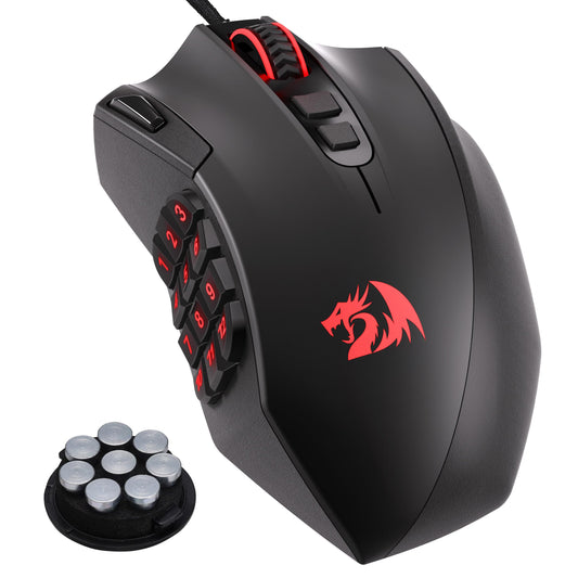 Redragon M921 MMO Gaming Mouse  12400 DPI High Precision Wired RGB Mice w/18 Programmable Buttons  12 Side Macro Keys  Software Supports for PC Laptop