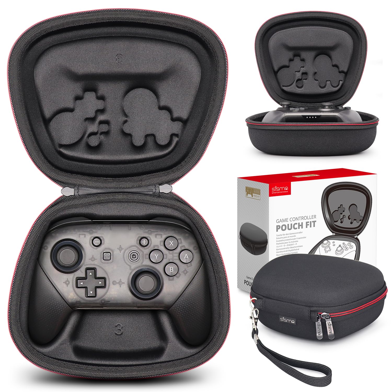 sisma Switch Controller Case - Protective Storage Bag for Nintendo Switch Pro Controller, Black, Model SVG20201SWC