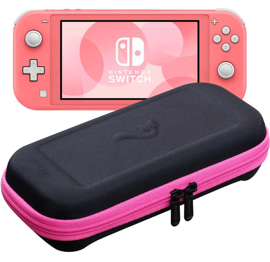 ButterFox Slim Compact Carrying Case for Nintendo Switch Lite with 19 Game and 2 Micro SD Card Holders  Storage for Switch Lite Accessories (Pink/Black)