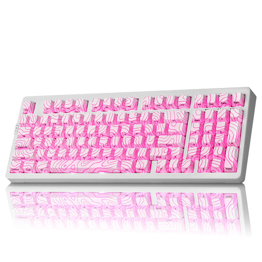 ZORNHER ZH980 Mechanical Keyboard Wireless 95% White Creamy Keyboard with Number Pad Hot-Swappable Custom Gaming Keyboard White Topographic Keycaps Creamy Sounding Linear Switches Full Size