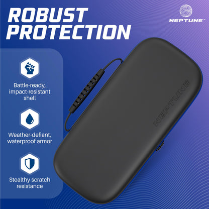 Neptune PS Portal Case - Shockproof & Waterproof with Screen Protector, Black/Blue, Model NPCP400