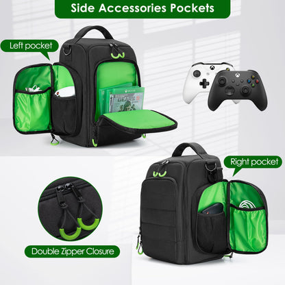 PGmoon Travel Carrying Case for Xbox Series X - Protective Black Bag for Console, Controllers, Cables & Game Discs (Model: CAPG02301)
