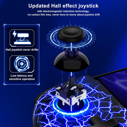 Gammeefy Hall Effect Wireless Controller for Nintendo Switch - 9 Color Lights, One-Piece Joypad, Spider Web Design, Model JC201B-LT-US