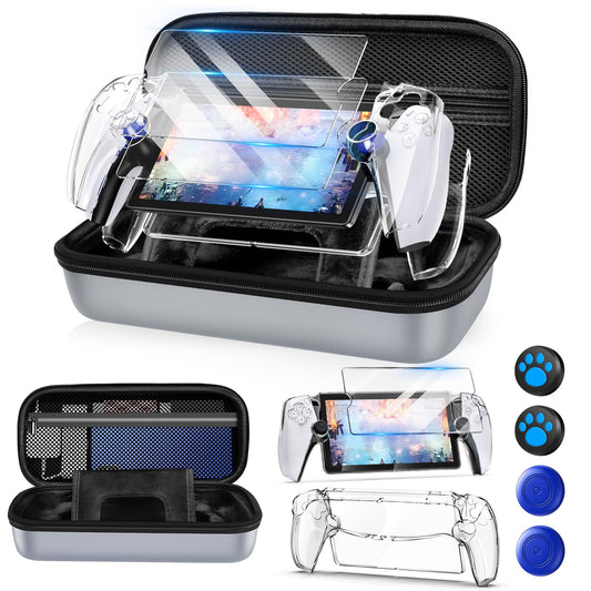 Auarte 12 in 1 Accessories Set for Playstation Portal Remote Player  Hard Carrying Case for PS Portal with Clear Skin Case for PS5 Portal  2 Screen Protector with 4 Thumb Grip