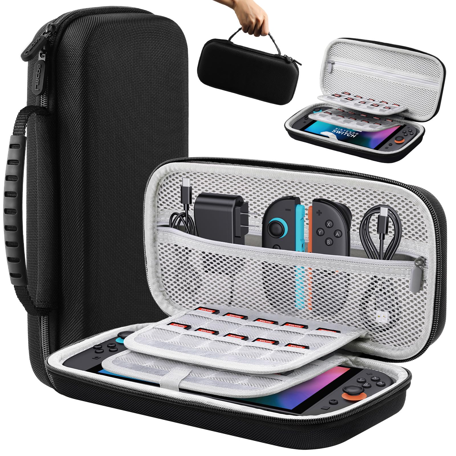 Lmcpa Carrying Case for Nintendo Switch 2 (2025) 7.9 Inch  Protective Hard Shell Portable Switch Tpartyl Case  Durable Ballistic Nylon  Lightweight and Large Capacity  Accessories for Switch 2  Black