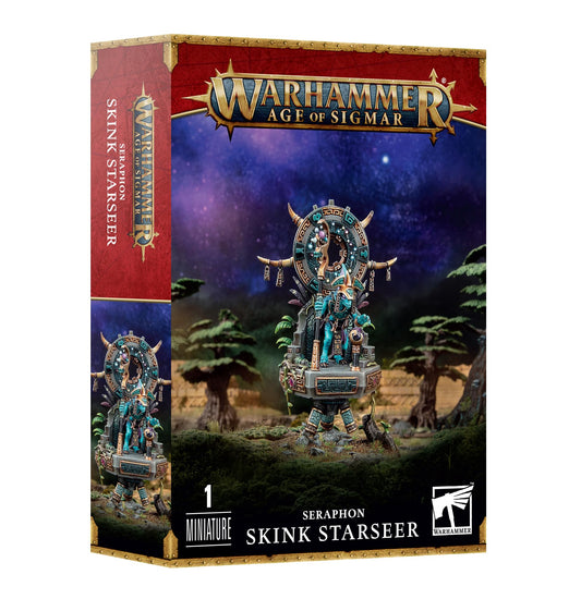 Warhammer Age of Sigmar SERAPHON Skink STARSEER - 1 Size Plastic Figure, Green/Blue/Yellow, Model 99120208030