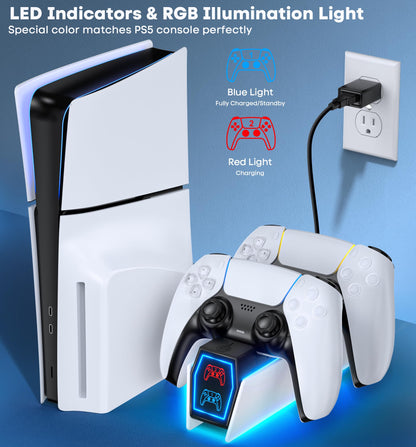 OIVO PS5 Controller Charger Station - Fast Charging DualSense Docking Station, White, Model IV-P5211