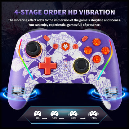 NBCP Switch Wireless Gaming Controller Pro - 2 Macro Buttons, 1000Hz Polling, TURBO, RGB Light, Compatible with PC, Switch, Android, iOS, Purple
