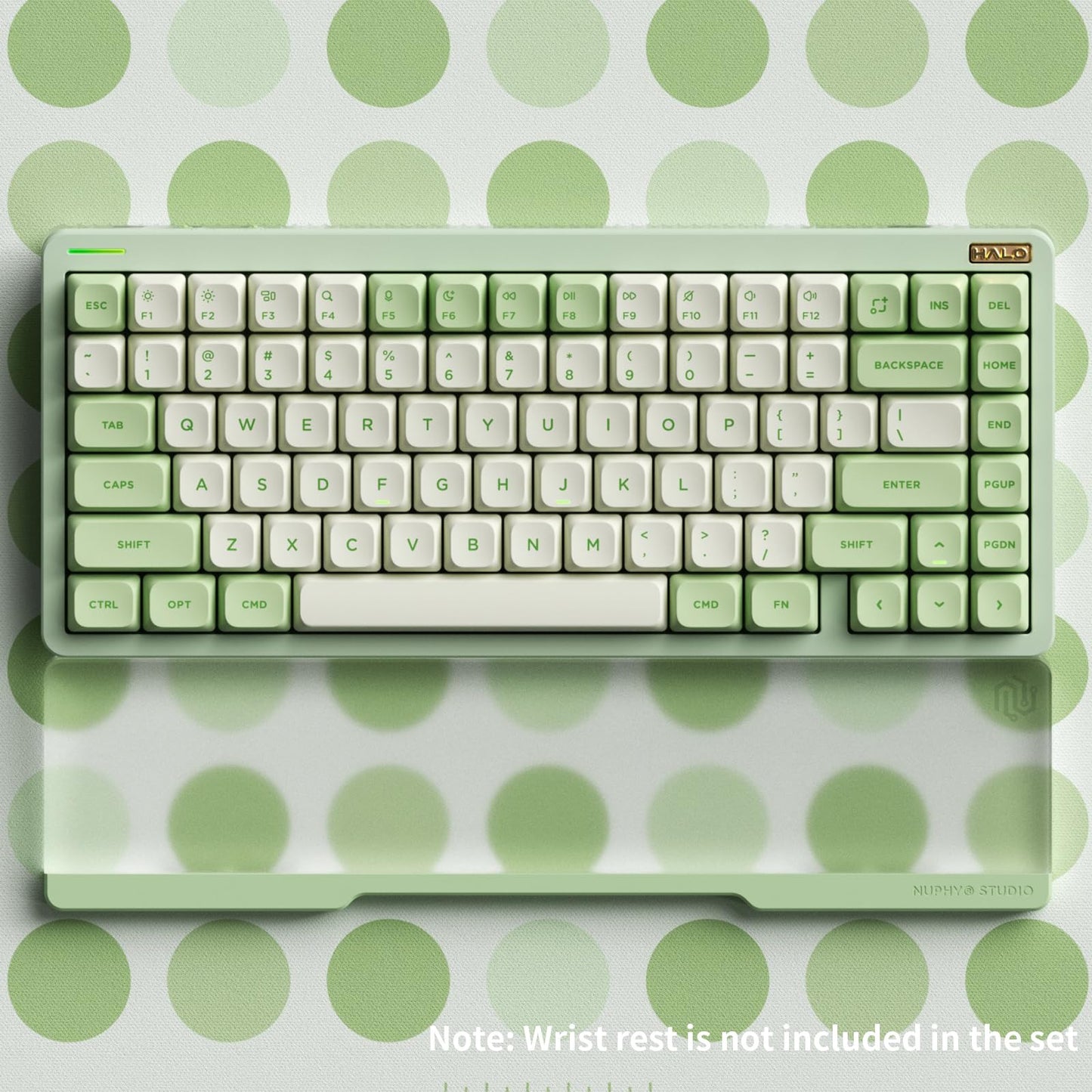 nuphy Halo75 V2 Mechanical Gaming Keyboard - 75% Wireless, Hot Swappable, RGB Backlit, Silent Red Clear-Top, Green