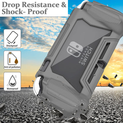 Kailfee Switch Lite Case - Protective Hand Grip with TPU, PC Screen Protector, 2 Thumb Caps - Gray