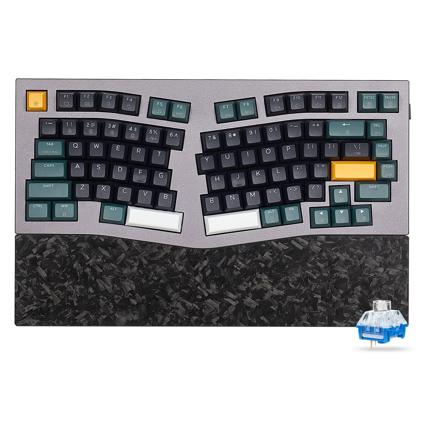 Hexgears F2 Alice83 Aluminum Custom Mechanical Keyboard  Split 83 Keys Alice Layout Ergonomic Keyboard  Hot Swappable Slient Linear Switch  BT5.0/2.4GHz/USB-C  RGB Backlit with Wrist Rest for Win/Mac