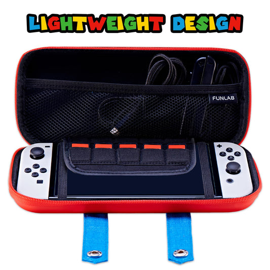 PALPOW Switch Carrying Case - Portable Hard Shell Pouch for Switch/OLED, 10 Game Holders, Red-Blue