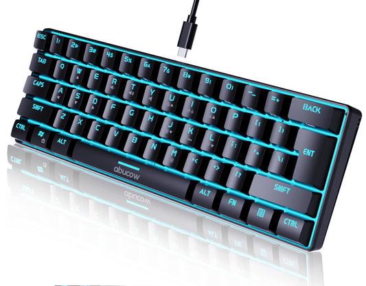 abucow Gaming Keyboard Minimalist Portable Wired Ultra-Compact Mini inspired design 61 Keys RGB Backlit Keyboard (Black)