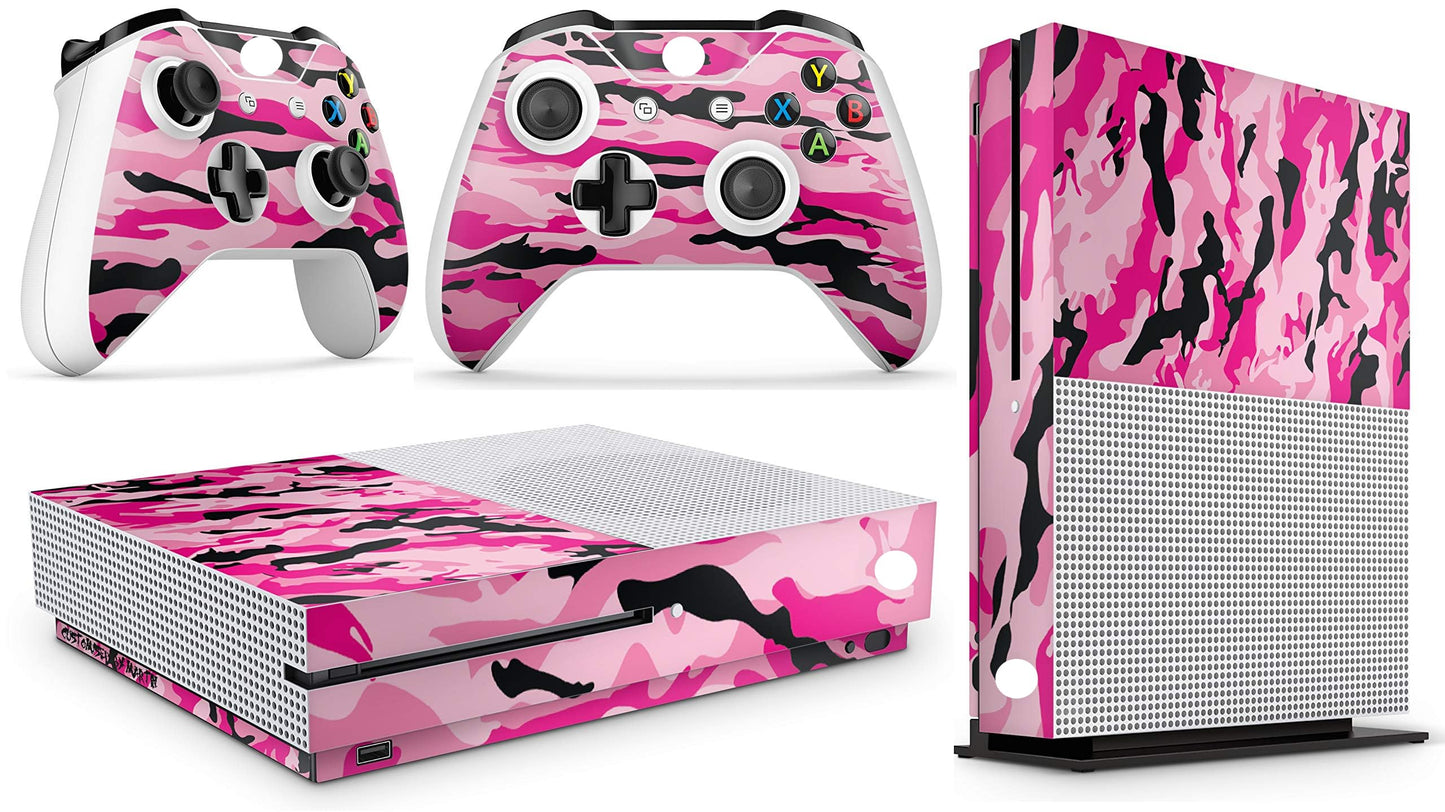 giZmoZ n gadgetZ Xbox One S Pink Camo Console Skin Decal Sticker & Controller Skins, Model GNG-XBS-PINK-CAMO-SKINS, Size 6.