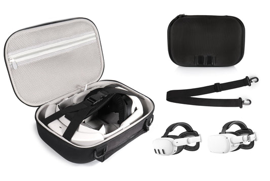 CaseSack VR Headset Case for Meta Quest 3/2, Black Polyester with Shoulder Strap, Model 63032803