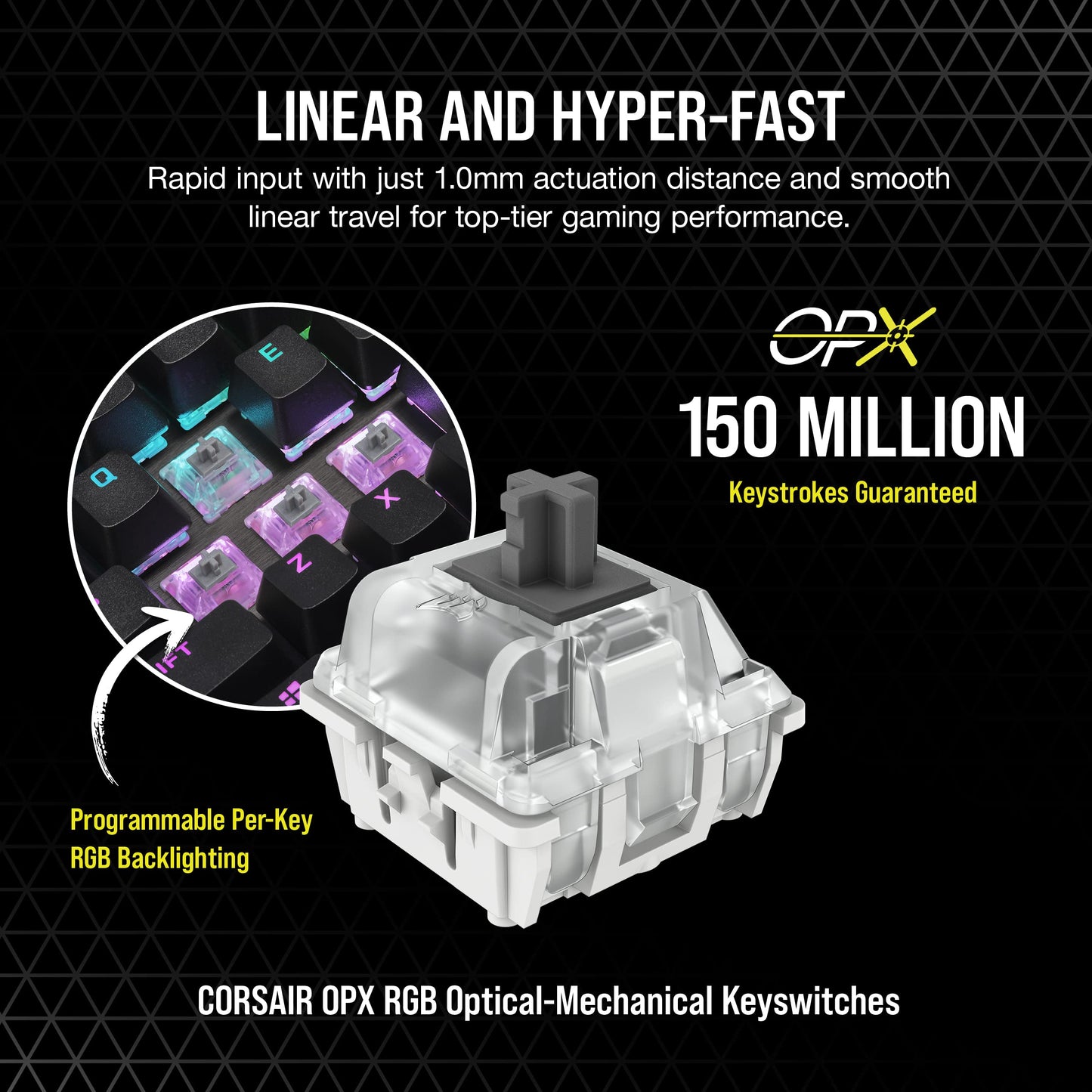 Corsair K70 RGB TKL Gaming Keyboard - OPX Switch - Black - Renewed Model CH-911901A