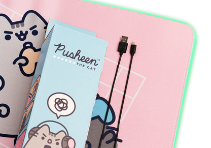 Grupo Erik Pusheen XXL Gaming Mouse Pad - RGB LED, Non-Slip Rubber Base, 900x400x4 mm, Red, Model MGGEL001