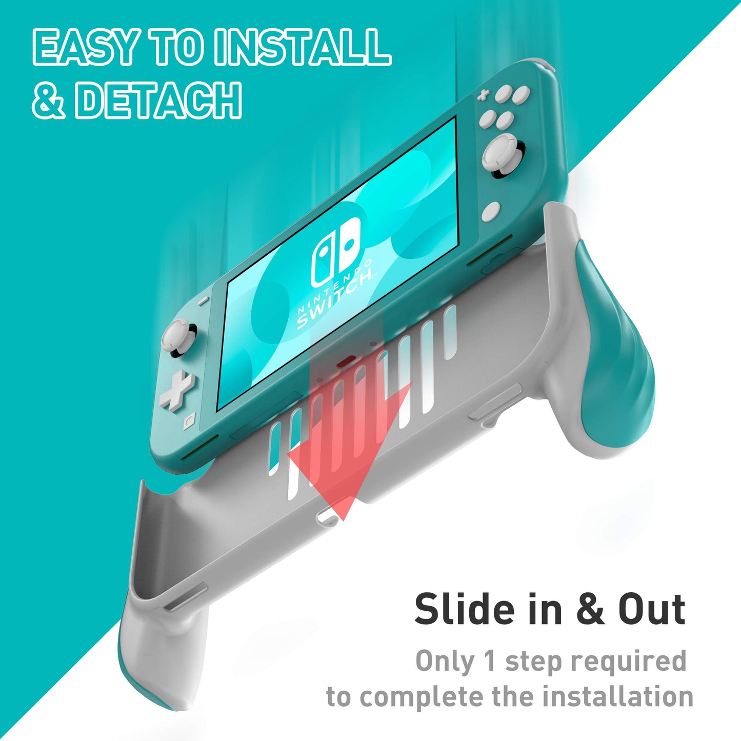 JUSPRO Grip for Nintendo Switch Lite - Ergonomic Blue Protective Case, Comfortable Handheld Design, Portable Gaming Accessory