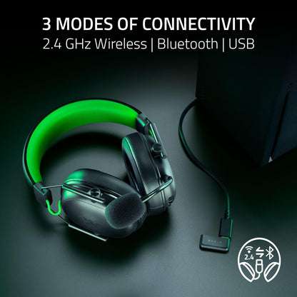 Razer BlackShark V3 X Wireless Gaming Headset - 50mm Drivers, Cardioid Mic, 2.4 GHz, Bluetooth - Black - Model RZ04-05420200